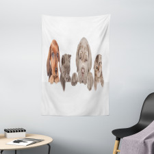 Pets Peeking over Wall Tapestry