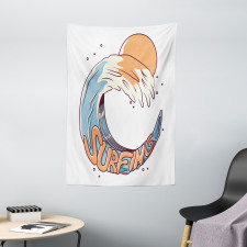 Surfing Giant Ocean Wave Art Tapestry