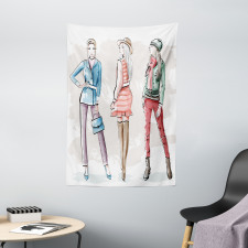 Young Women Clothes Sketch Tapestry