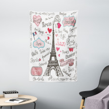 Paris Letter Heart Tapestry