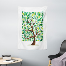 Squares Leaves Silhouette Tapestry