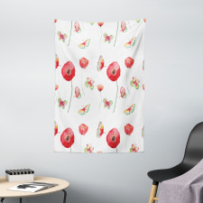 Poppy Butterfly Romance Tapestry