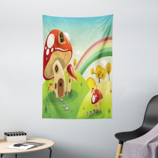 Farm Field Rain Mushroom Tapestry