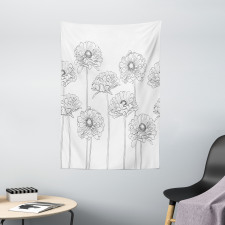 Thin Line Art Flowers Tapestry