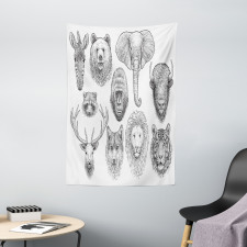 Composition of Animal Heads Tapestry