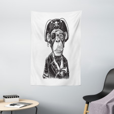 Pirate Monkey Portrait Art Tapestry