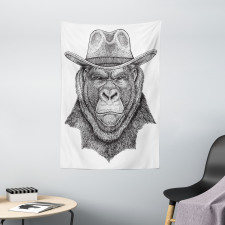 Old Monkey in a Cowboy Hat Tapestry