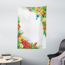 Tropic Flowers Leaves Tapestry