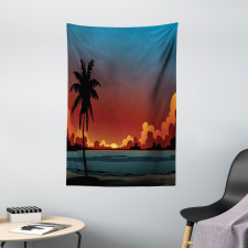 Dramatic Sunset Scene Pattern Tapestry