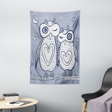 Night Bird Couple Doodle Tapestry