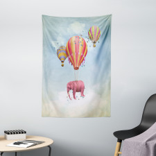 Pink Elephant in Sky Tapestry