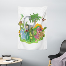 Cartoon Group Dinosaur Tapestry