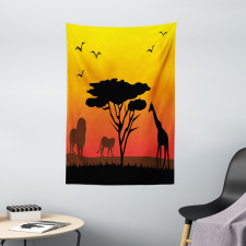 Savannah Animals Sunset Tapestry