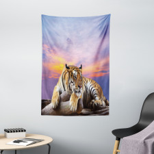 Tiger Colorful Sunset Tapestry