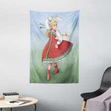 Slavic Girl Dancing Drawing Tapestry