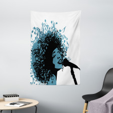 Singer Afro Music Note Hair Tapestry