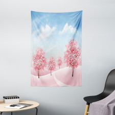 Blooming Sakura Trees Scene Tapestry