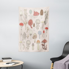 Pastel Various Mushrooms Tapestry