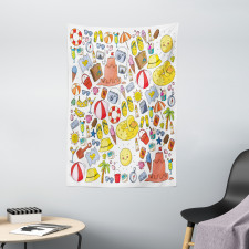 Vivid Summer Vacation Items Tapestry