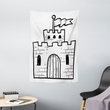 Monochrome Fortress Gate Tapestry