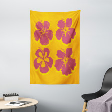 Hibiscus Flower Silhouettes Tapestry