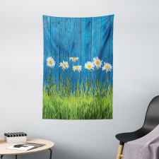 Spring Grass and Daisy Tapestry