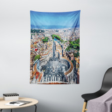 Square in Rome Cityscape Tapestry
