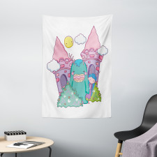 Little Girl Monster Castle Tapestry