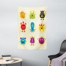 Colorful Monsters Funny Faces Tapestry