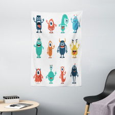 Colorful Monster Graphic Art Tapestry