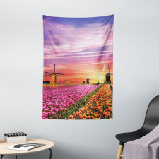 Scenic Tulip Fields Tapestry