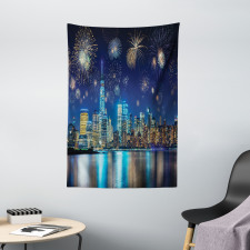 New Year Night Fireworks Tapestry