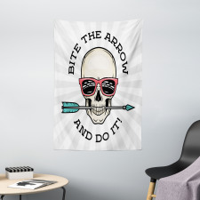 Hipster Skull Pop Art Tapestry