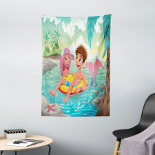 Cartoon Tropical Love Tapestry