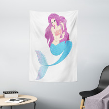 Mermaid with Pink Hair Tapestry