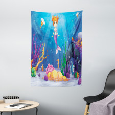 Cartoon Mermaid Fish Tapestry