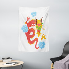 Swirling Clouds Angry Dragon Tapestry