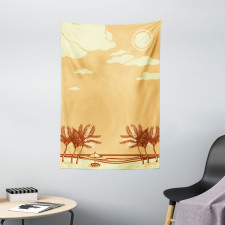 Retro Seaside Palm Trees Tapestry