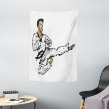 Senpai with Black Belt Kick Tapestry