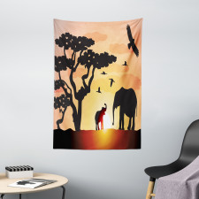 Sunset Animal Tree Tapestry