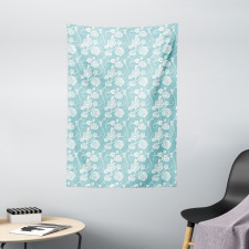 Pastel Style Swirling Roses Tapestry