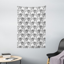 Outline Flowers Art Tapestry