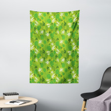 Jungle Scene Monstera Leaves Tapestry