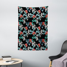 Peony Daisy and Leaves Art Tapestry