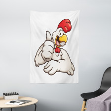 Joyous Cartoon Style Chicken Tapestry