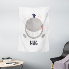 Cheerful Whale Hug Lettering Tapestry