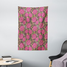 Detailed Flower Silhouettes Tapestry