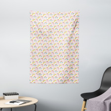 Rainbows Raindrops Cartoon Tapestry