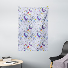 Rockets and Planets Art Tapestry