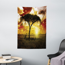 Sunset in Safari Animal Tapestry